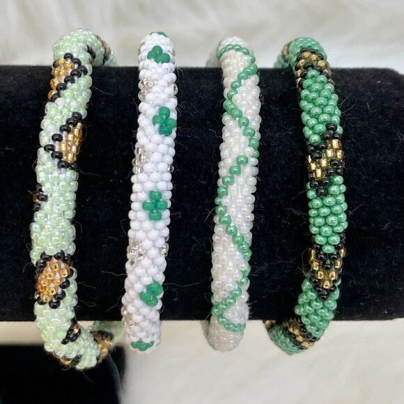 HAND CRAFTED in Nepal Beaded Bracelets
 (set of 4) #214 - Picture 1 of 4